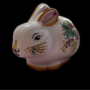 🇮🇹 DERUTA white ceramic rabbit with hand-painted details, made in Italy
